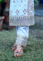 White – Embroidered Kids 3PC Chiffon Kurta Set