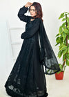 Black Luxury Embroidered Chiffon 3PC Maxi Set