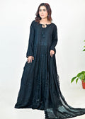 Black Luxury Embroidered Chiffon 3PC Maxi Set