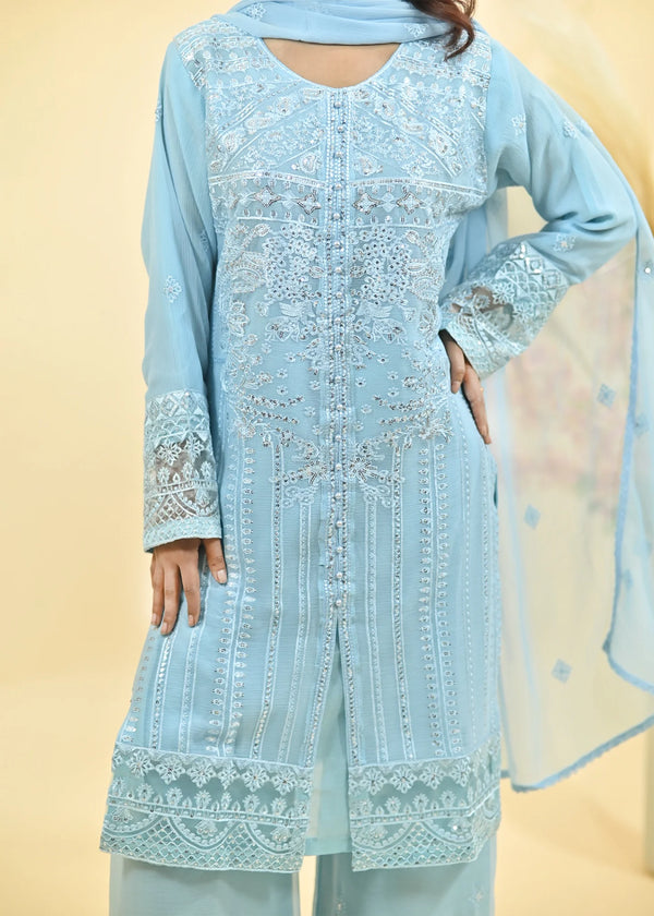 Sky Blue Grace – Designer Embroidered Kurta Set