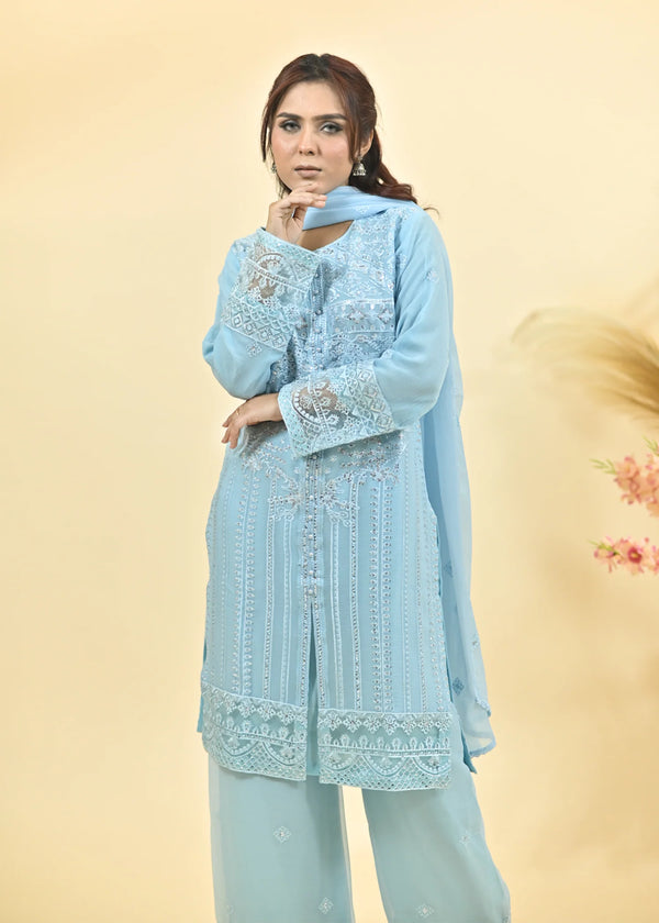 Sky Blue Grace – Designer Embroidered Kurta Set