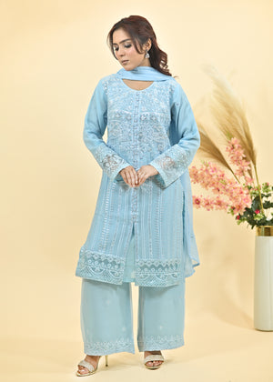 Sky Blue Grace – Designer Embroidered Kurta Set