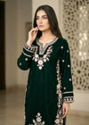 Dark Green – Luxury Embroidered Velvet 2PC Kurta Set