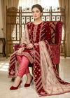 Husn Maroon Velvet Embroidered Set