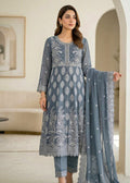 Noor-e-Silver – Light Grey Luxury Embroidered Chiffon 3PC pishwas Set