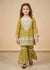 Kids Olive Chiffon Embroidered Gharara