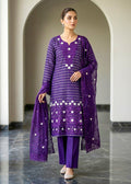 Amethyst Grace – Purple Premium Embroidered Linen 3PC Suit with Chiffon Dupatta