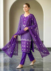 Amethyst Grace – Purple Premium Embroidered Linen 3PC Suit with Chiffon Dupatta