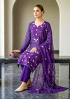 Amethyst Grace – Purple Premium Embroidered Linen 3PC Suit with Chiffon Dupatta