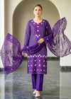 Amethyst Grace – Purple Premium Embroidered Linen 3PC Suit with Chiffon Dupatta