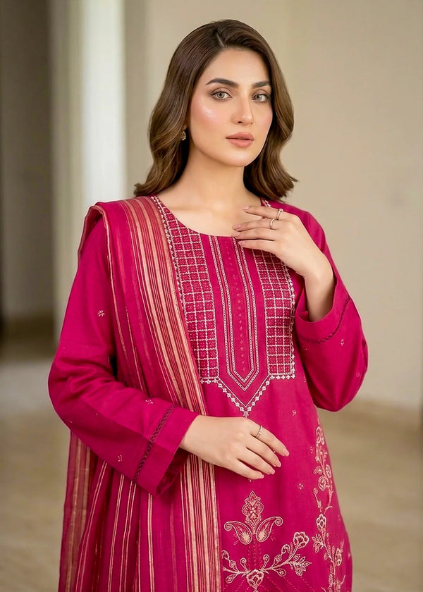 Pink Bloom Premium Embroidered Lawn 3PC Kurta Set with Printed Dupatta