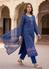 Midnight Muse – Navy Blue Premium Embroidered Linen 3PC Suit with Chiffon Dupatta
