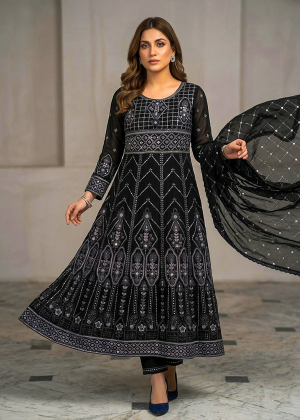 Black Diamond Whisper Embroidered Maxi 3PC