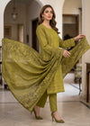Sage Meadow – Olive Green Premium Embroidered Lawn 3PC Kurta Set