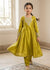 Kids Olive Embroidered Anarkali Frock