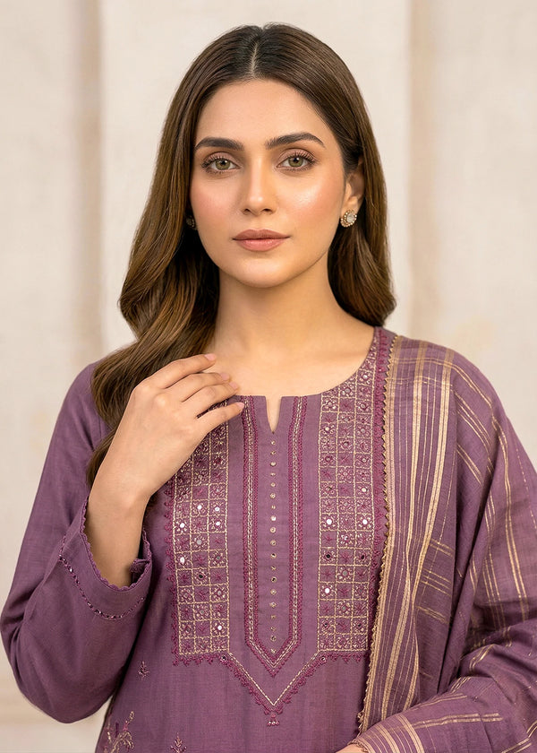 Lavender Meadow – Lavender Premium Embroidered Lawn 3PC Dress with Printed Dupatta