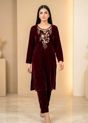 Deep Maroon – Premium Handmade Velvet Set