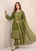 Olive Veil – Olive Premium Embroidered Linen Dress with Chiffon Dupatta