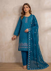 Teal Whisper – Teal Premium Embroidered Linen Dress with Chiffon Dupatta
