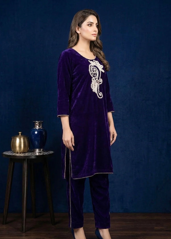 Purple Opulence – Elegant 2PC Velvet Set