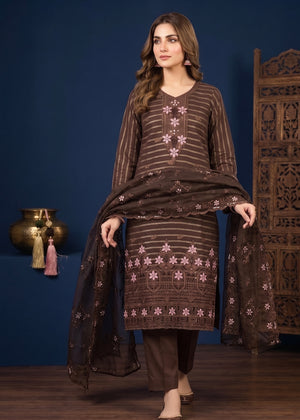 Noor-e-Khaak – Brown Linen 3PC