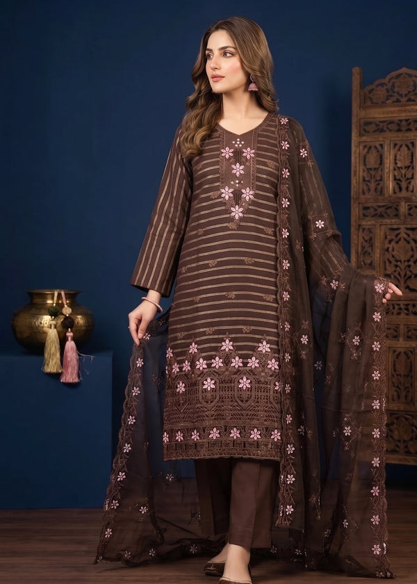 Noor-e-Khaak – Brown Linen 3PC