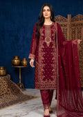 Classic Maroon Chiffon Embroidered Kurta – 3 PC