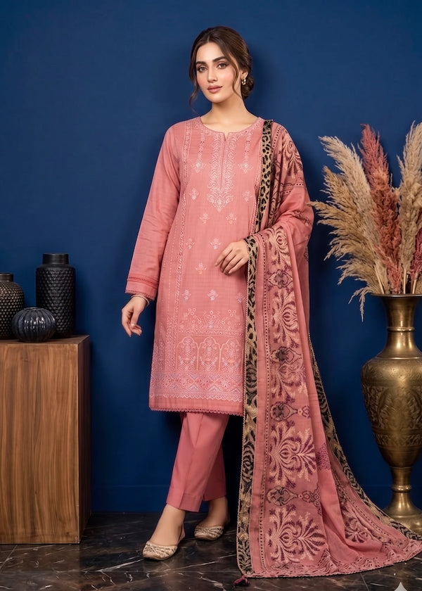 Tea Rose Bloom – Tea Pink Premium Embroidered Lawn 3PC Dress with lawn Dupatta