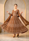 Mocha Elegance Embroidered Chiffon Maxi 3PC