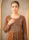 Mocha Elegance Embroidered Chiffon Maxi 3PC
