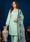 Mint Green Embroidered Lawn Kurta Set with Printed Chiffon Dupatta