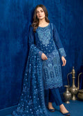 Elegant Teal Embroidered Lawn Kurta Set with Net Dupatta