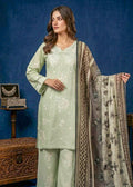 Tea Green Embroidered Cotton Kurta Set with Printed Dupatta