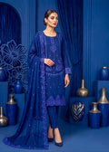 Elegant Embroidered Blue lawn Kurta Set with Chiffon Dupatta
