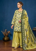 Vibrant Lime Green Floral Printed Lawn Kurta Set With Farshi Shalwar
