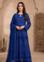 Elegant Royal Blue Embroidered Chiffon Maxi with Dupatta and Trousers