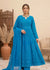 Embroidered Azure Chiffon Anarkali Maxi with Dupatta and Trousers