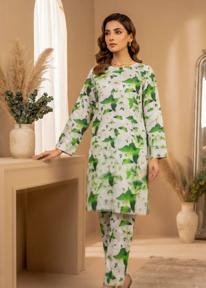 Green & White Digitally Printed Lawn 2-Piece Unstitched Suit