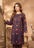 Navy Blue Printed Lawn 2-Piece Unstitched Suit