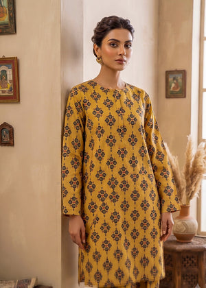 Mustard Printed Lawn 2-Piece Unstitched Suit