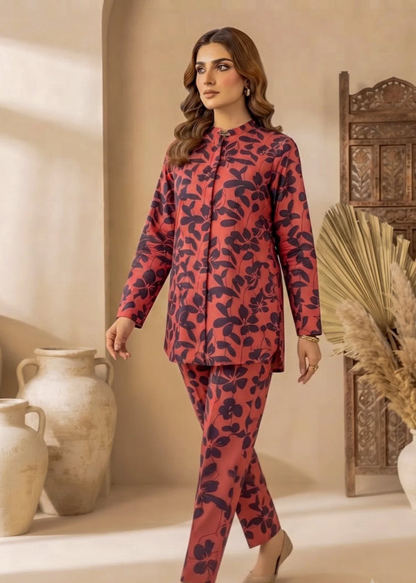 Red Printed Lawn 2-Piece Unstitched Suit