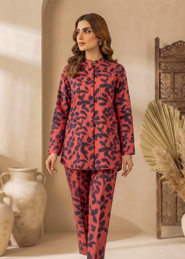 Red Printed Lawn 2-Piece Unstitched Suit