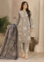 Embroidered Ash Grey Cotton Kurta Set with Printed Dupatta