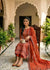 Rust Orange Embroidered Cotton Kurta Set with Chiffon Dupatta