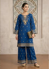 Royal Blue Embroidered Cotton Jacquard Kurta Set
