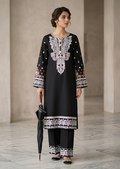 Black Embroidered Cotton Kurta Set with Straight Trousers