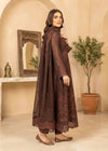 Elegant Dark Brown Embroidered Chiffon Maxi Suit