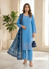 Steel Blue Embroidered Lawn 3-Piece Kurta Set