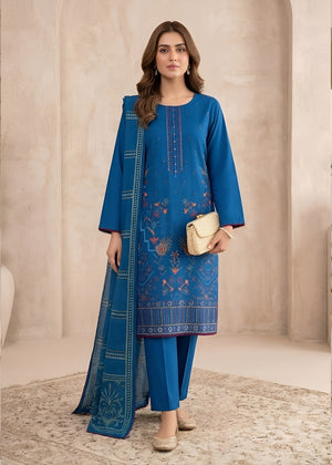 Teal Embroidered Cotton Kurta Set with Dupatta