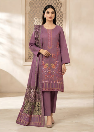 Elegant Lilac Embroidered 3-Piece Kurta Set with Dupatta